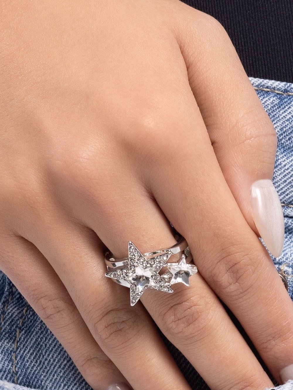 NWT 2 Stacked Star Silver Ring(Last One)